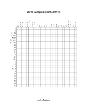 Nonogram - 25x25 - A170 Printable Puzzle