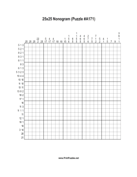 Nonogram - 25x25 - A171 Printable Puzzle