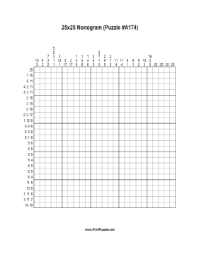 Nonogram - 25x25 - A174 Printable Puzzle