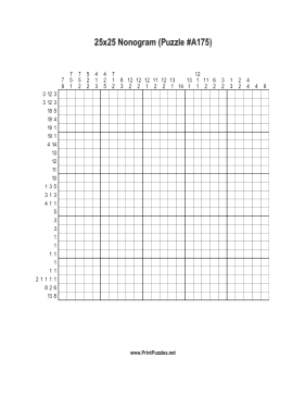 Nonogram - 25x25 - A175 Printable Puzzle
