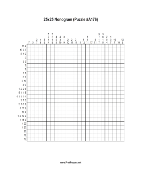 Nonogram - 25x25 - A176 Printable Puzzle