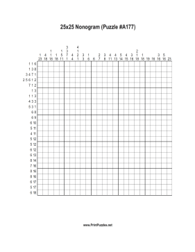 Nonogram - 25x25 - A177 Printable Puzzle