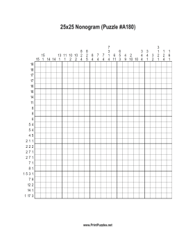 Nonogram - 25x25 - A180 Printable Puzzle