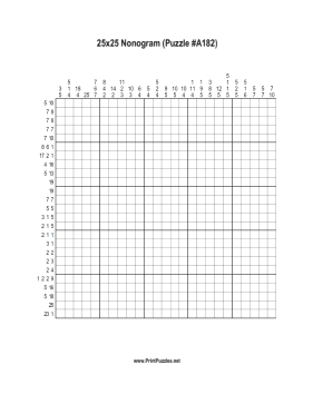 Nonogram - 25x25 - A182 Printable Puzzle