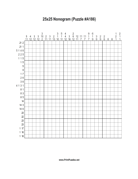 Nonogram - 25x25 - A186 Printable Puzzle