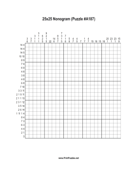 Nonogram - 25x25 - A187 Printable Puzzle
