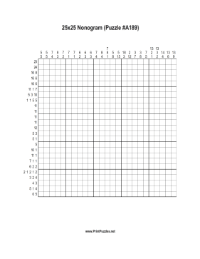 Nonogram - 25x25 - A189 Printable Puzzle