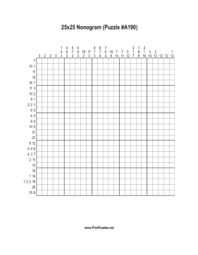 Nonogram - 25x25 - A190 Printable Puzzle