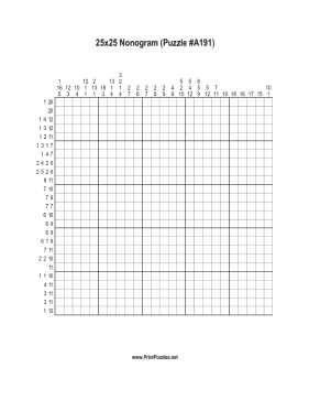 Nonogram - 25x25 - A191 Printable Puzzle