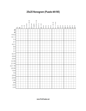 Nonogram - 25x25 - A195 Printable Puzzle