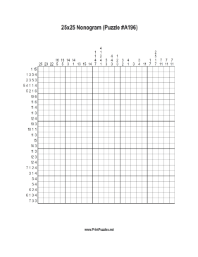 Nonogram - 25x25 - A196 Printable Puzzle