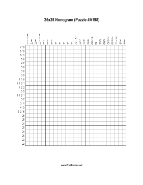 Nonogram - 25x25 - A198 Printable Puzzle