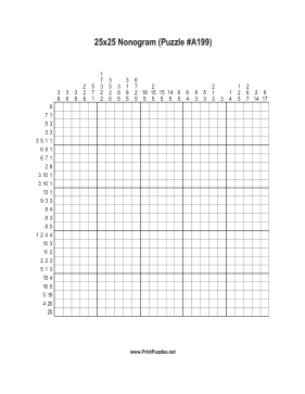 Nonogram - 25x25 - A199 Printable Puzzle