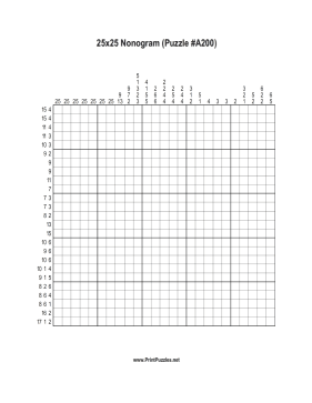 Nonogram - 25x25 - A200 Printable Puzzle