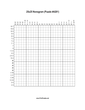 Nonogram - 25x25 - A201 Printable Puzzle