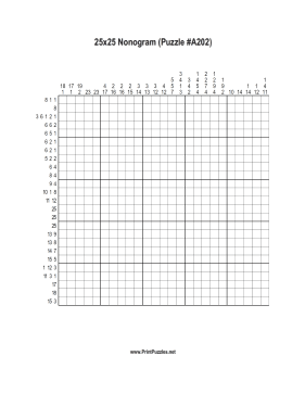 Nonogram - 25x25 - A202 Printable Puzzle