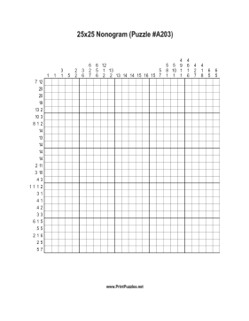 Nonogram - 25x25 - A203 Printable Puzzle