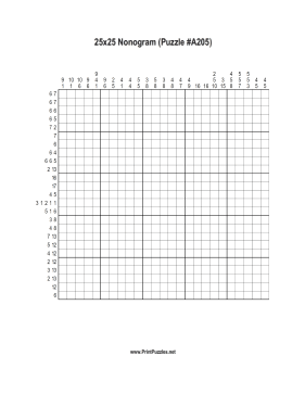 Nonogram - 25x25 - A205 Printable Puzzle