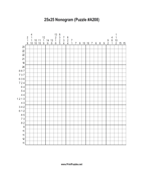 Nonogram - 25x25 - A208 Printable Puzzle