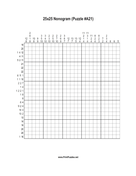 Nonogram - 25x25 - A21 Printable Puzzle