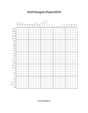 Nonogram - 25x25 - A210 Printable Puzzle