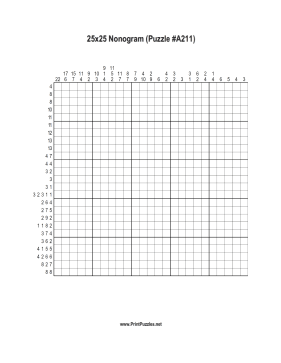 Nonogram - 25x25 - A211 Printable Puzzle