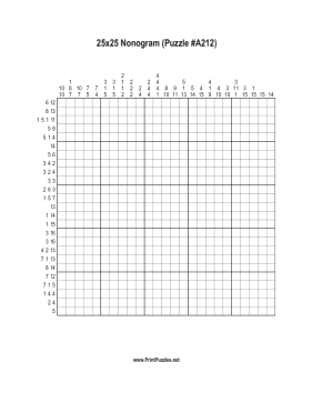 Nonogram - 25x25 - A212 Printable Puzzle