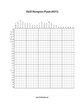 Nonogram - 25x25 - A213 Printable Puzzle