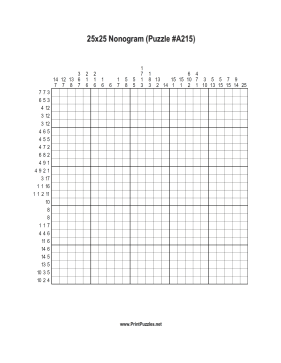 Nonogram - 25x25 - A215 Printable Puzzle