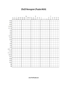 Nonogram - 25x25 - A24 Printable Puzzle