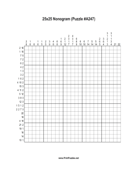 Nonogram - 25x25 - A247 Printable Puzzle