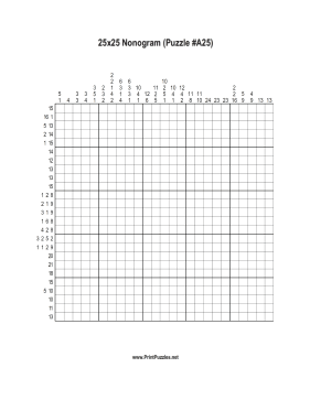 Nonogram - 25x25 - A25 Printable Puzzle