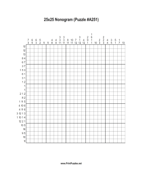 Nonogram - 25x25 - A251 Printable Puzzle