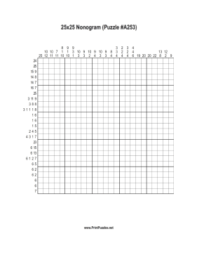 Nonogram - 25x25 - A253 Printable Puzzle