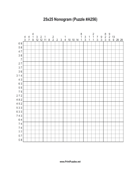 Nonogram - 25x25 - A256 Printable Puzzle