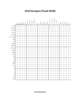 Nonogram - 25x25 - A258 Printable Puzzle
