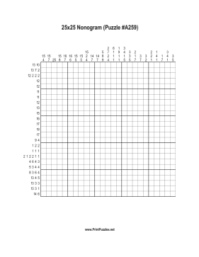 Nonogram - 25x25 - A259 Printable Puzzle