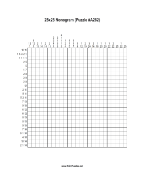 Nonogram - 25x25 - A262 Printable Puzzle