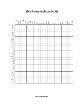 Nonogram - 25x25 - A263 Printable Puzzle