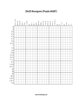 Nonogram - 25x25 - A267 Printable Puzzle