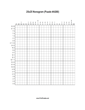 Nonogram - 25x25 - A268 Printable Puzzle