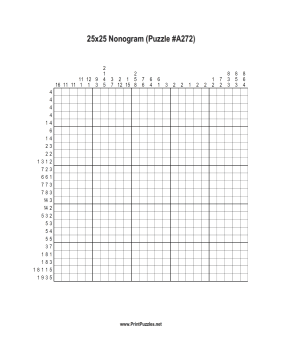 Nonogram - 25x25 - A272 Printable Puzzle