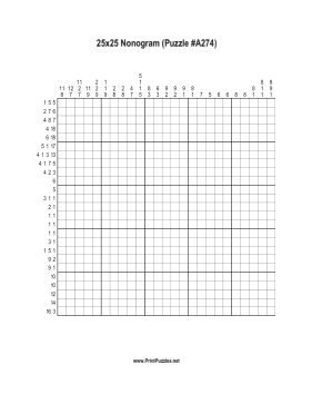 Nonogram - 25x25 - A274 Printable Puzzle