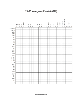 Nonogram - 25x25 - A276 Printable Puzzle