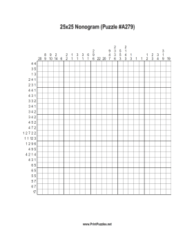 Nonogram - 25x25 - A279 Printable Puzzle