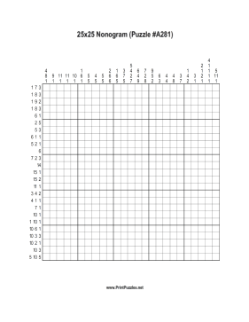 Nonogram - 25x25 - A281 Printable Puzzle