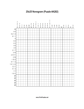 Nonogram - 25x25 - A282 Printable Puzzle