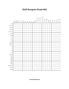 Nonogram - 25x25 - A3 Printable Puzzle