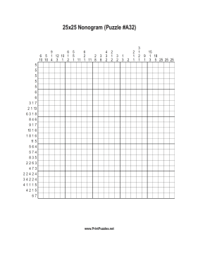 Nonogram - 25x25 - A32 Printable Puzzle