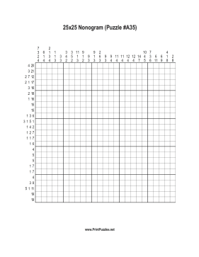 Nonogram - 25x25 - A35 Printable Puzzle